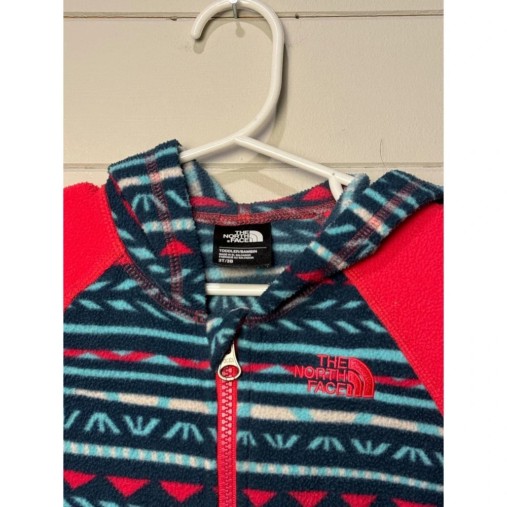 The North Face Toddler Girls‎ Fleece Hoodie Zip Up Jacket 3T Tribal Print Pink